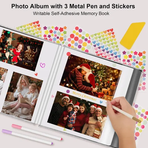 Vista 4 de Zesthouse Álbum de fotos autoadhesivas, 60 páginas, álbumes de recortes magnéticos con página adhesiva, álbum de fotos con capacidad para 8 x 10, 5