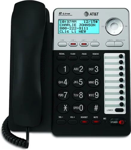 Vista 8 de AT&T ML17929 Teléfono con cable de 2 líneas, negro (paquete de 2)