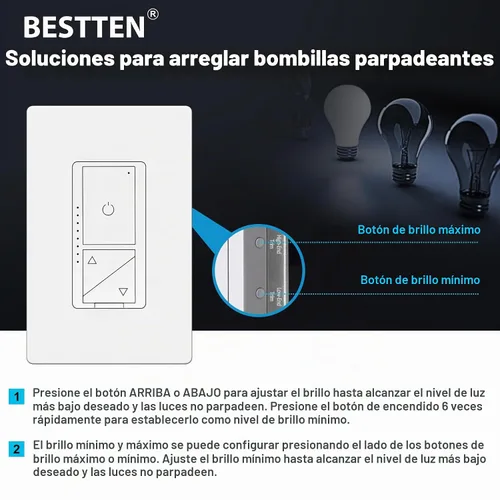 Vista 6 de BESTTEN Interruptor de atenuación LED digital delgado con interruptor