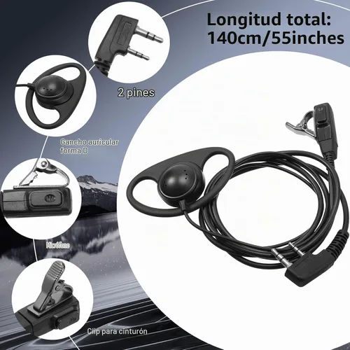 Vista 2 de Macarrie - Auriculares de radio Walkie Talkie con micrófono (6 unidades)