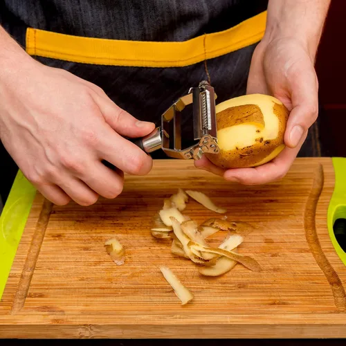 Vista 7 de DEISS PRO Dual – Pelador en juliana y pelador de verduras — Mango cómodo antiderrapante — Herramienta increíble para preparar ensaladas y fideos