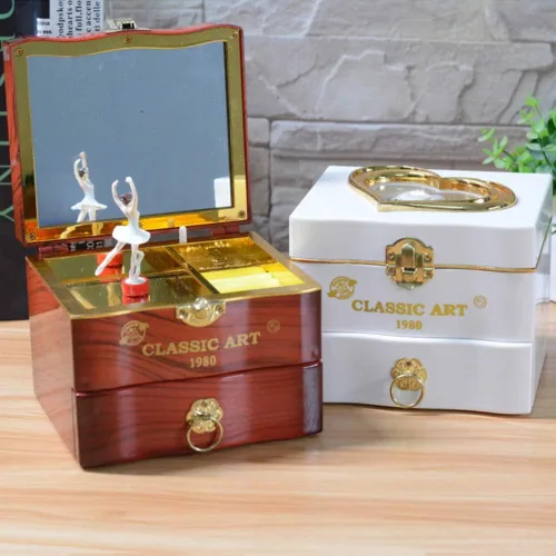 Vista 2 de Forart - Caja de música giratoria con diseño de bailarina y espejo para regalo