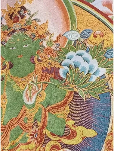 Vista 4 de GEEYOU Bordado de seda tibetano Thangka budista Tara nueve grados Buddha Madre Tangka Yoga Budista Tapiz colgante de pared Arte de pared Decoración