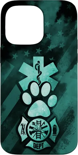 Vista 20 de Funda americana para iPhone 13 EMT EMS Firefighter Dog Paw Turquoise Fire Rescue