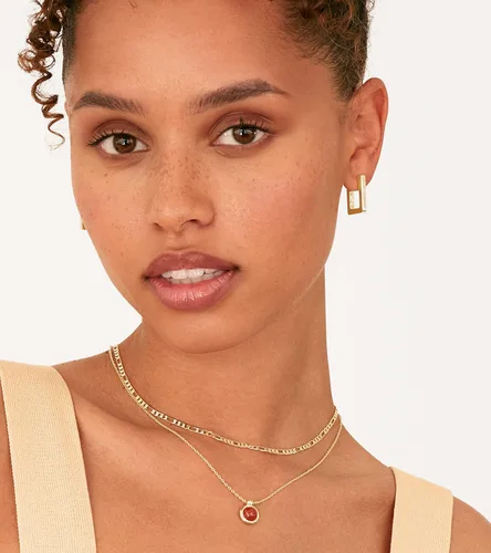 Vista 4 de PAVOI Aretes de aro de plata de ley 925 chapados en oro de 14 quilates Aretes de aro rectangulares geométricos de oro para mujer