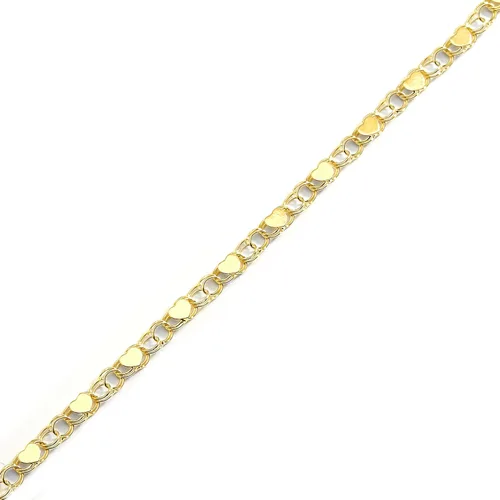 Vista 3 de Pulsera y tobillera con forma de corazón oro fino de 10ct (0,14") para mujer y niña