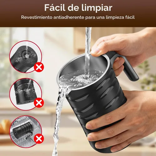 Vista 3 de COO Espumador de leche, vaporizador de leche eléctrico 4 en 1 11.8 fl oz Negro