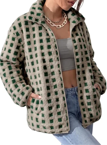 Vista 8 de Dokotoo Chaqueta de forro polar de invierno para mujer, abrigo casual con Pétalo de orquídea