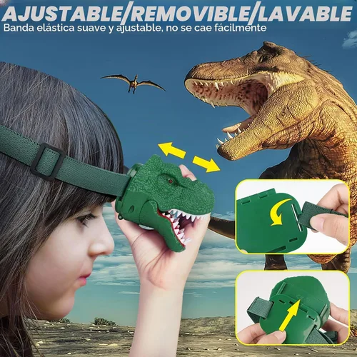 Vista 5 de Dysaim Linterna Frontal de Dinosaurio para Niños Linterna Equipo de Campamento al Aire Libre Lámpara Frontal LED de Lectura, Accesorios