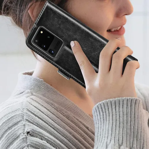 Vista 6 de Tekcoo Funda para Galaxy S20 Plus, funda con bloqueo RFID de alta calidad con ranuras para tarjetas y soporte, color negro