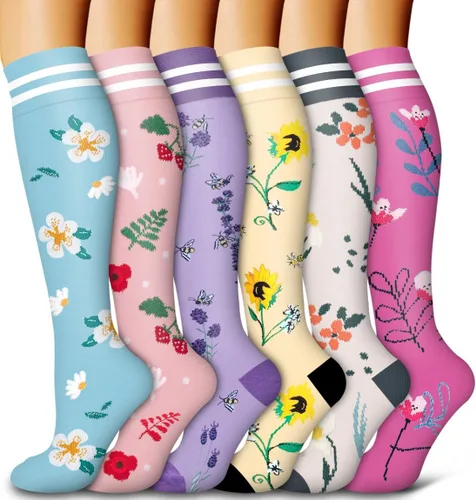 Vista 13 de Bluemaple Paquete de 6 calcetines de compresión de cobre para mujeres y hombres, el mejor apoyo para médicos, correr, enfermería, atletismo