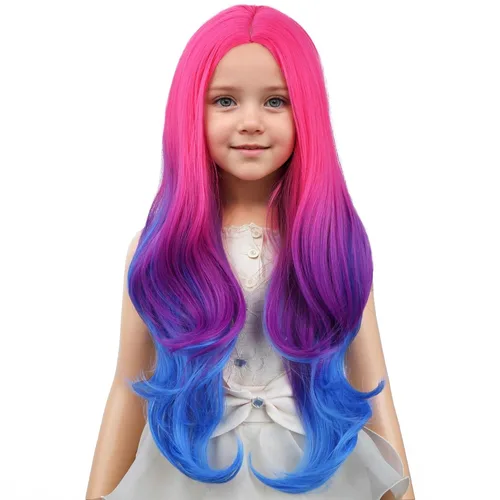 Vista 48 de PATTNIUM Peluca larga y ondulada rubia oscura para niños y niñas, peluca Rubio ceniza