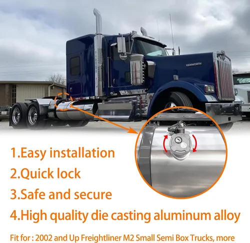 Vista 4 de Fokes Tapa de Combustible Diésel con Bloqueo de 2 3/8" Compatible con Freightliner M2 Camiones Semi de Caja Pequeños Tanque de Combustible, Tapa