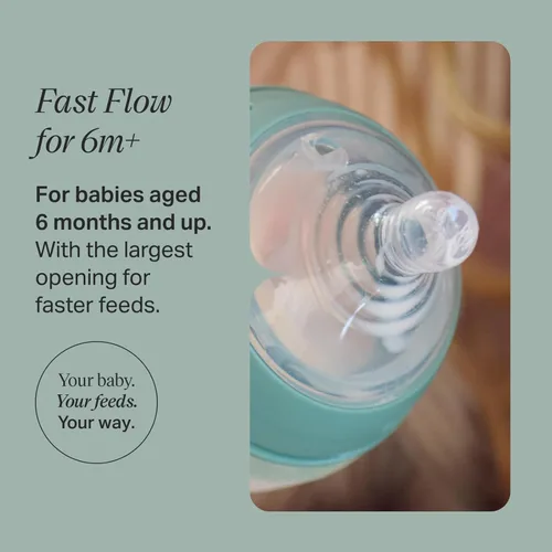 Vista 2 de Tommee Tippee Natural Start - Tetinas para biberón, parecidas al pecho para un pestillo natural, válvula anticólicos, silicona suave, flujo extra