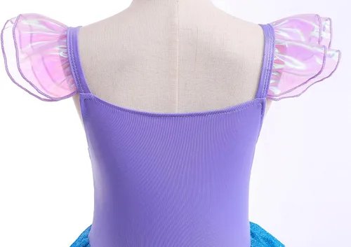 Vista 3 de Disfraz de sirena de lujo para niña, vestido de princesa con accesorios