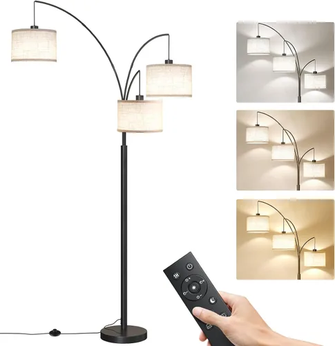 Vista 8 de SUNMORY Lámparas de pie de 3 luces para sala de estar, lámpara de pie de Oro (interruptor giratorio)