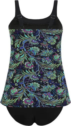 Vista 5 de Hilor Traje de baño tankini para mujer, con control de abdomen, traje de baño tankini de dos piezas, ajuste holgado