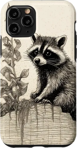 Vista 29 de Minimalistic Plant Draw Racoon Case for iPhone 17