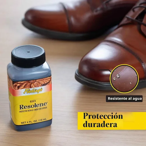 Vista 2 de Fiebing's Acrylic Resolene (4 onzas, negro) - Acabado protector de cuero acrílico - Capa superior flexible y resistente al agua para botas teñidas