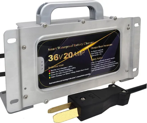 Vista 8 de Cargador de batería impermeable para carrito de golf de 36 V y 20 amperios, para carritos de golf EZGO Yamaha de 36 voltios con enchufe Crowfoot