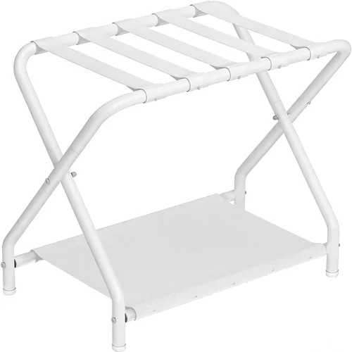 Vista 10 de HOOBRO Portaequipajes, soporte plegable para maleta con estante de almacenamiento de tela para habitación de invitados, dormitorio, hotel, soporta