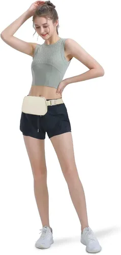 Vista 40 de Cangurera cruzada para mujer, mini bolsa para cinturón de 1 litro con correa ajustable de 32 a 51 pulgadas, bolsa de cintura pequeña para viajes