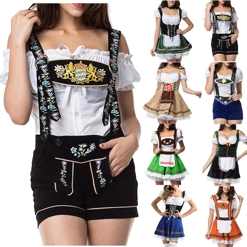 Vista 4 de Disfraz de Oktoberfest para mujer, vestido sexy de fiesta de cerveza, vestido de sirvienta, vestido bávaro, vestido de Dirndl de talla grande