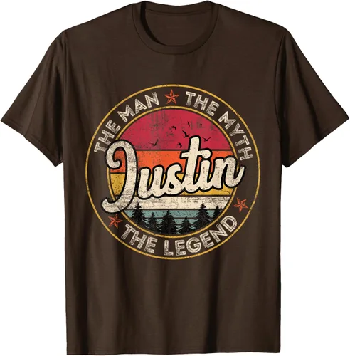 Vista 6 de Justin The Man The Myth The Legend - Camiseta personalizada con nombre, Negro