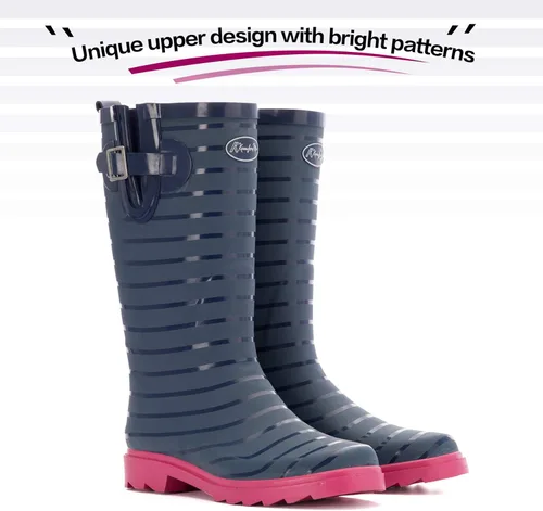 Vista 3 de K KomForme Botas de lluvia para mujer impermeables para uso al aire libre con cómoda plantilla