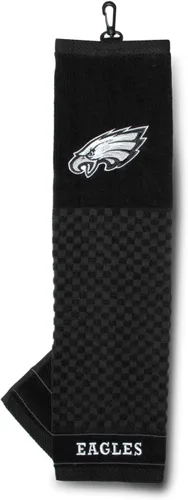 Vista 3 de Team Golf NFL Philadelphia Eagles Toalla de golf bordada, diseño a cuadros y logotipo bordado
