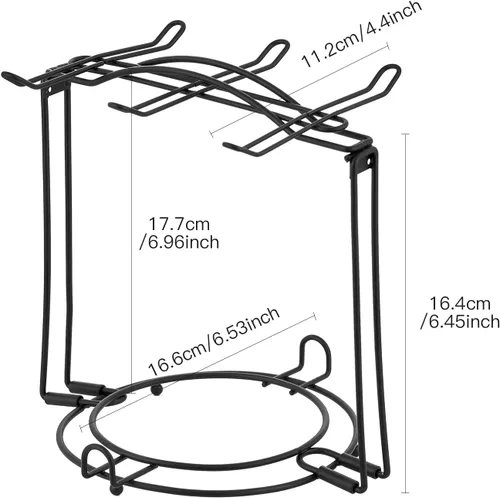 Vista 2 de Soporte para tazas de té, tazas de café y platillos, estante de almacenamiento plegable de metal para taza de espresso y capuchino, color negro