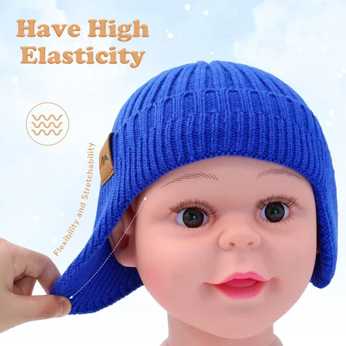 Vista 2 de POXIMI Gorro de invierno para bebé, gorro cálido para niña, con orejeras