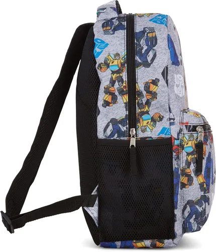 Vista 3 de Transformers Optimus Prime Allover Mochila - Optimus, Prime, Megatron y Bumblebee - Bolsa escolar Transformers, Gris
