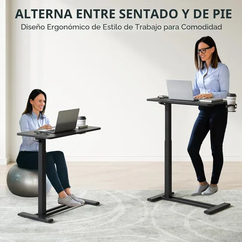 Vista 9 de FLEXISPOT Escritorio Móvil de Pie con Ruedas Escritorio Neumático para Laptop Carrito de Computadora Rodante Móvil Altura Ajustable Pequeño Negro