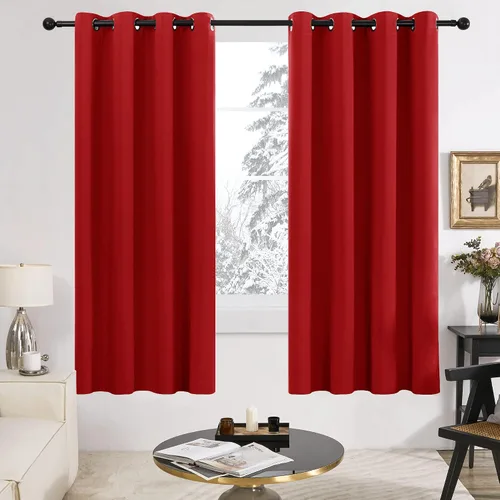Vista 140 de Deconovo Cortinas opacas 100% con forro negro, cortinas con ojales aisladas térmicamente que reducen el ruido, doble capa para oscurecer
