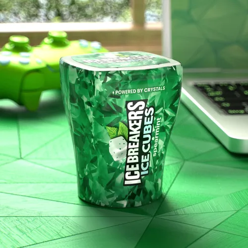 Vista 6 de ICE BREAKERS Ice Cubes - Botellas de goma de mascar sin azúcar con sabor a menta verde, 3.24 onzas (6 unidades, 40 piezas)