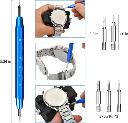 Vista 2 de Kit de herramientas de extracción de eslabones de reloj kit de reparación de EasyTime Watch con herramienta de correa de reloj, herramienta
