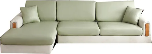 Vista 6 de Fundas de cojín impermeables para sofá, fundas de cojín de piel sintética para sofá en forma de L, protector de muebles para niños, funda de asiento