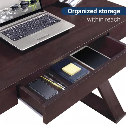 Vista 8 de Techni Mobili Escritorio moderno con cajón, color espresso