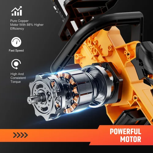 Vista 3 de Motosierra eléctrica de 12 pulgadas con 2 baterías, motosierra inalámbrica ligera de 20 V de alta potencia para cortar madera, podar árboles