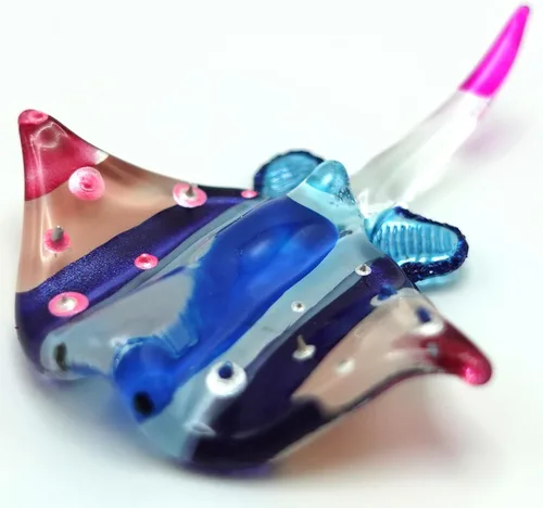 Vista 10 de Manta Ray - Figura de cristal hecha a mano – Pequeño animal de vidrio soplado – Escultura coleccionable en miniatura – Regalo único de decoración
