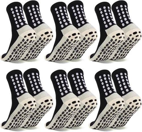 Vista 10 de 6 Pairs Grip Soccer Socks Colorful Non Slip Sports Football Basketball Hospital Yoga Socks for Men Women