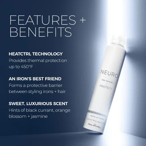 Vista 3 de Neuro by Paul Mitchell Protect HeatCTRL - Laca para el cabello, preparación perfecta + acabado para peinar con calor, para todo tipo de cabello