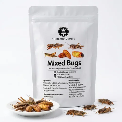 Vista 11 de Thailand Unique Grillos sazonados para barbacoa – Bolsa de 0.53 oz de insectos comestibles deshidratados para humanos, insectos nutritivos