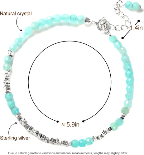 Vista 2 de Pulsera de cuentas de cristal natural de plata 925 hecha a mano. Joyería energética de piedras preciosas facetadas para mujeres, regalo