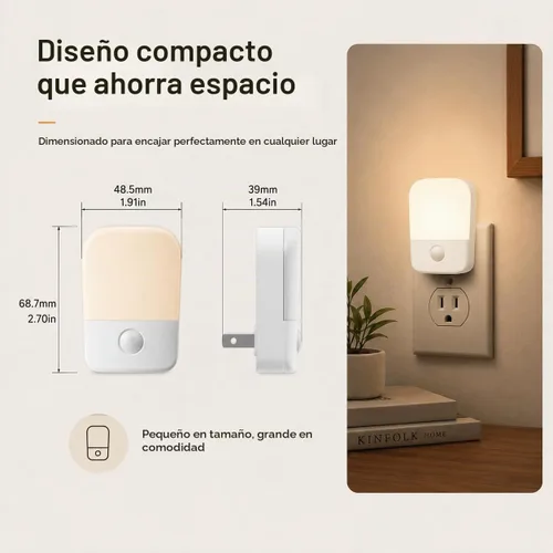 Vista 4 de Las luces nocturnas se enchufan en la pared del sensor del atardecer al amanecer