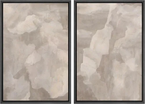 Vista 91 de SIGNWIN Lienzo enmarcado para pared, ilustraciones abstractas texturizadas en tonos beige terrosos, arte moderno, decorativo, contemporáneo