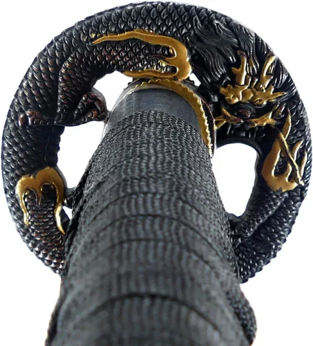 Vista 5 de MAKOTO Handmade Sharp Katana Samurai Sword, Black, Choose Your Tsuba Negro