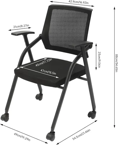 Vista 3 de 4Pack Folding Office Chairs Conference Room Chairs with Wheels Reception Guest Chair Foldable Waiting Room Chair for Office School Church Conference