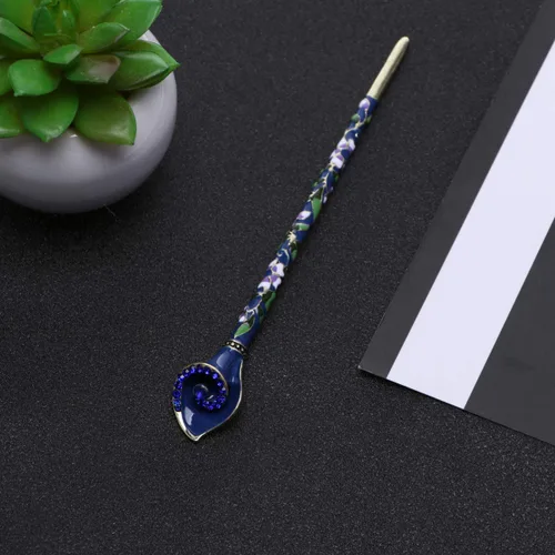 Vista 8 de Happyyami Pinzas para el pelo de boda Retro Cloisonne Metal aleación pelo palillo decorativo fiesta disfraz accesorios para el cabello damas mujeres